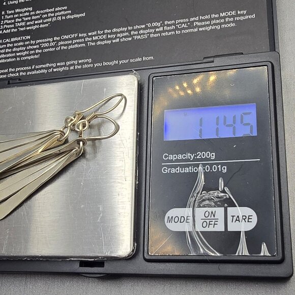 VTG Taxco TV-21 Sterling Silver Fan Dangle Earrings 2.75" Mexico 11.45g - Picture 9 of 9